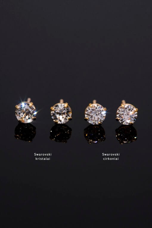 Mini auskarai-vinutės su Swarovski® kristalais arba cirkoniais - Image 3